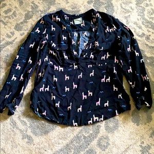 MAEVE Anthropologie Llama Moonflower Blouse Size 6